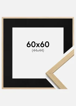 Ramme Edsbyn Eg 60x60 cm - Passepartout Sort 45x45 cm