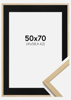 Ramme Edsbyn Eg 50x70 cm - Passepartout Sort 42x59,4 cm (A2)