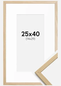 Ramme Edsbyn Eg 25x40 cm - Passepartout Hvid 15x30 cm