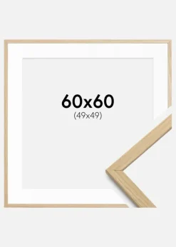 Ramme Edsbyn Eg 60x60 cm - Passepartout Hvid 50x50 cm