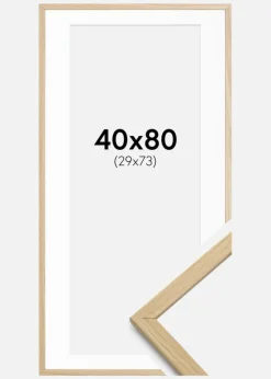 Ramme Edsbyn Eg 40x80 cm - Passepartout Hvid 30x74 cm