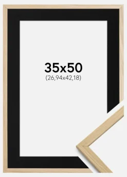 Ramme Edsbyn Eg 35x50 cm - Passepartout Sort 11x17 inches
