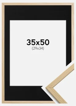 Ramme Edsbyn Eg 35x50 cm - Passepartout Sort 30x35 cm
