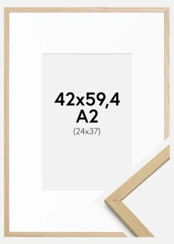 Ramme Edsbyn Eg 42x59,4 cm (A2) - Passepartout Hvid 25x38 cm