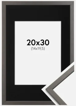 Ramme Edsbyn Grafit 20x30 cm - Passepartout Sort 15x21 cm (A5)