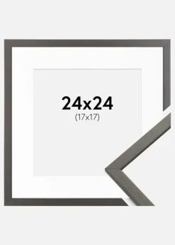 Ramme Edsbyn Grafit 24x24 cm - Passepartout Hvid 18x18 cm