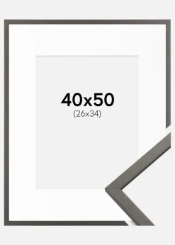 Ramme Edsbyn Grafit 40x50 cm - Passepartout Hvid 27x35 cm