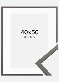 Ramme Edsbyn Grafit 40x50 cm - Passepartout Hvid 29,7x42 cm (A3)