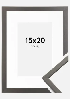 Ramme Edsbyn Grafit 15x20 cm - Passepartout Hvid 10x15 cm