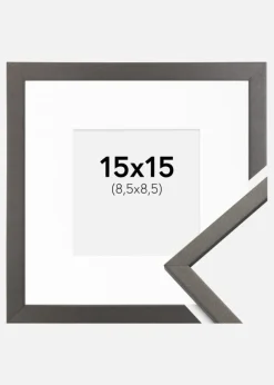 Ramme Edsbyn Grafit 15x15 cm - Passepartout Hvid 9x9 cm