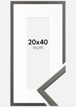 Ramme Edsbyn Grafit 20x40 cm - Passepartout Hvid 10x30 cm