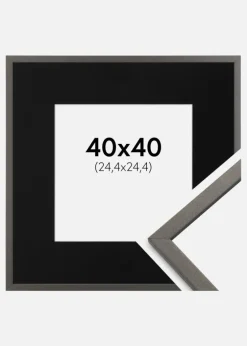 Ramme Edsbyn Grafit 40x40 cm - Passepartout Sort 10x10 inches