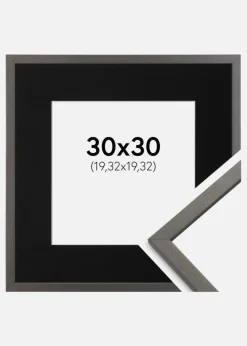 Ramme Edsbyn Grafit 30x30 cm - Passepartout Sort 8x8 inches