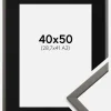 Ramme Edsbyn Grafit 40x50 cm - Passepartout Sort 29,7x42 cm (A3)