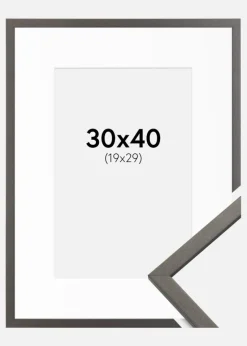 Ramme Edsbyn Grafit 30x40 cm - Passepartout Hvid 20x30 cm