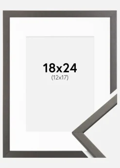 Ramme Edsbyn Grafit 18x24 cm - Passepartout Hvid 13x18 cm