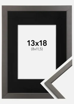 Ramme Edsbyn Grafit 13x18 cm - Passepartout Sort 9x12 cm