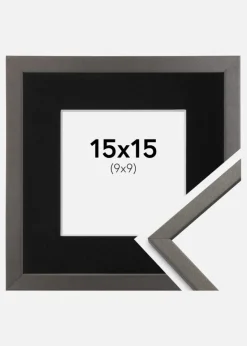 Ramme Edsbyn Grafit 15x15 cm - Passepartout Sort 10x10 cm