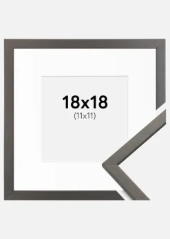 Ramme Edsbyn Grafit 18x18 cm - Passepartout Hvid 12x12 cm