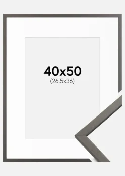 Ramme Edsbyn Grafit 40x50 cm - Passepartout Hvid 27,5x37 cm