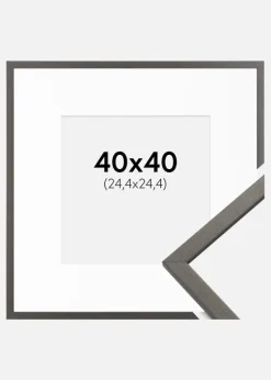 Ramme Edsbyn Grafit 40x40 cm - Passepartout Hvid 10x10 inches