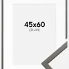 Ramme Edsbyn Grafit 45x60 cm - Passepartout Hvid 32x45 cm