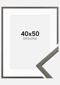 Ramme Edsbyn Grafit 40x50 cm - Passepartout Hvid 12x16 inches