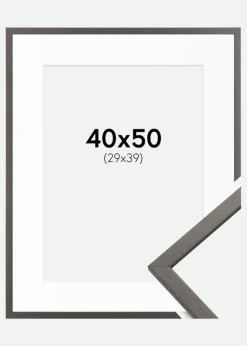 Ramme Edsbyn Grafit 40x50 cm - Passepartout Hvid 30x40 cm