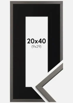Ramme Edsbyn Grafit 20x40 cm - Passepartout Sort 10x30 cm