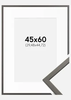 Ramme Edsbyn Grafit 45x60 cm - Passepartout Hvid 12x18 inches