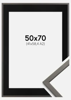 Ramme Edsbyn Grafit 50x70 cm - Passepartout Sort 42x59,4 cm (A2)