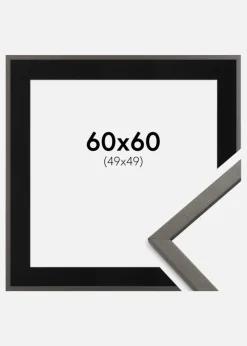 Ramme Edsbyn Grafit 60x60 cm - Passepartout Sort 50x50 cm