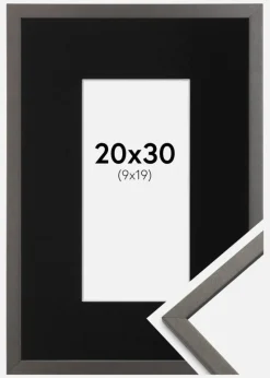 Ramme Edsbyn Grafit 20x30 cm - Passepartout Sort 10x20 cm