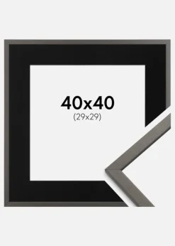 Ramme Edsbyn Grafit 40x40 cm - Passepartout Sort 30x30 cm