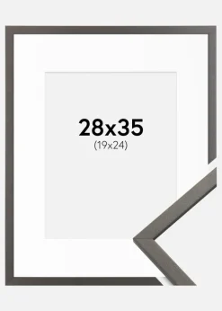 Ramme Edsbyn Grafit 28x35 cm - Passepartout Hvid 20x25 cm