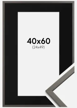 Ramme Edsbyn Grafit 40x60 cm - Passepartout Sort 25x50 cm