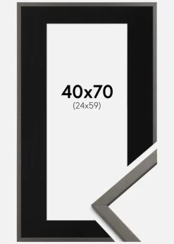 Ramme Edsbyn Grafit 40x70 cm - Passepartout Sort 25x60 cm