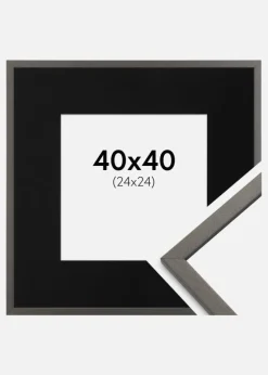 Ramme Edsbyn Grafit 40x40 cm - Passepartout Sort 25x25 cm
