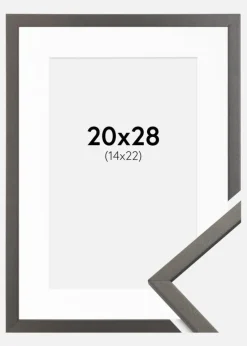 Ramme Edsbyn Grafit 20x28 cm - Passepartout Hvid 15x23 cm