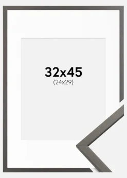 Ramme Edsbyn Grafit 32x45 cm - Passepartout Hvid 25x30 cm