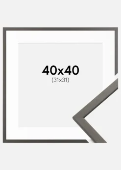 Ramme Edsbyn Grafit 40x40 cm - Passepartout Hvid 32x32 cm