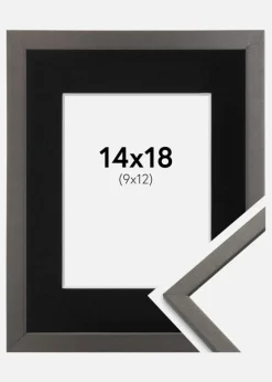 Ramme Edsbyn Grafit 14x18 cm - Passepartout Sort 10x13 cm