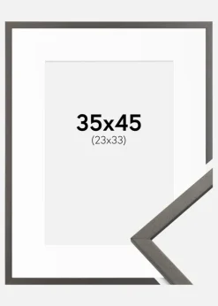 Ramme Edsbyn Grafit 35x45 cm - Passepartout Hvid 24x34 cm