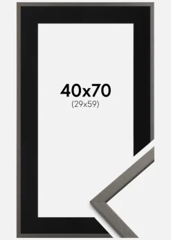 Ramme Edsbyn Grafit 40x70 cm - Passepartout Sort 30x60 cm
