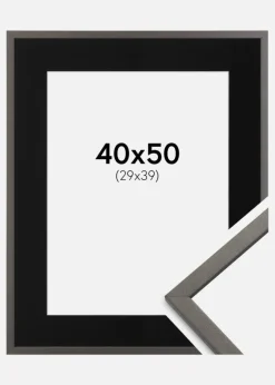Ramme Edsbyn Grafit 40x50 cm - Passepartout Sort 30x40 cm