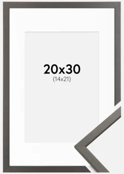 Ramme Edsbyn Grafit 20x30 cm - Passepartout Hvid 15x22 cm