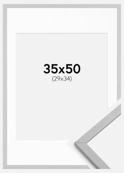 Ramme Edsbyn Grey 35x50 cm - Passepartout Hvid 30x35 cm