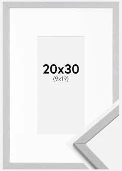 Ramme Edsbyn Grey 20x30 cm - Passepartout Hvid 10x20 cm