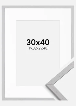 Ramme Edsbyn Grey 30x40 cm - Passepartout Hvid 8x12 inches