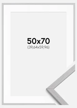 Ramme Edsbyn Grey 50x70 cm - Passepartout Hvid 16x24 inches